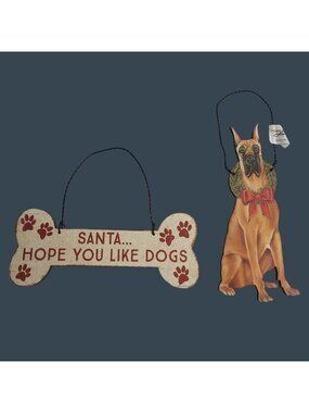 Christmas Ornaments Santa Hope You Like Dogs Great Dane Christmas Decorations